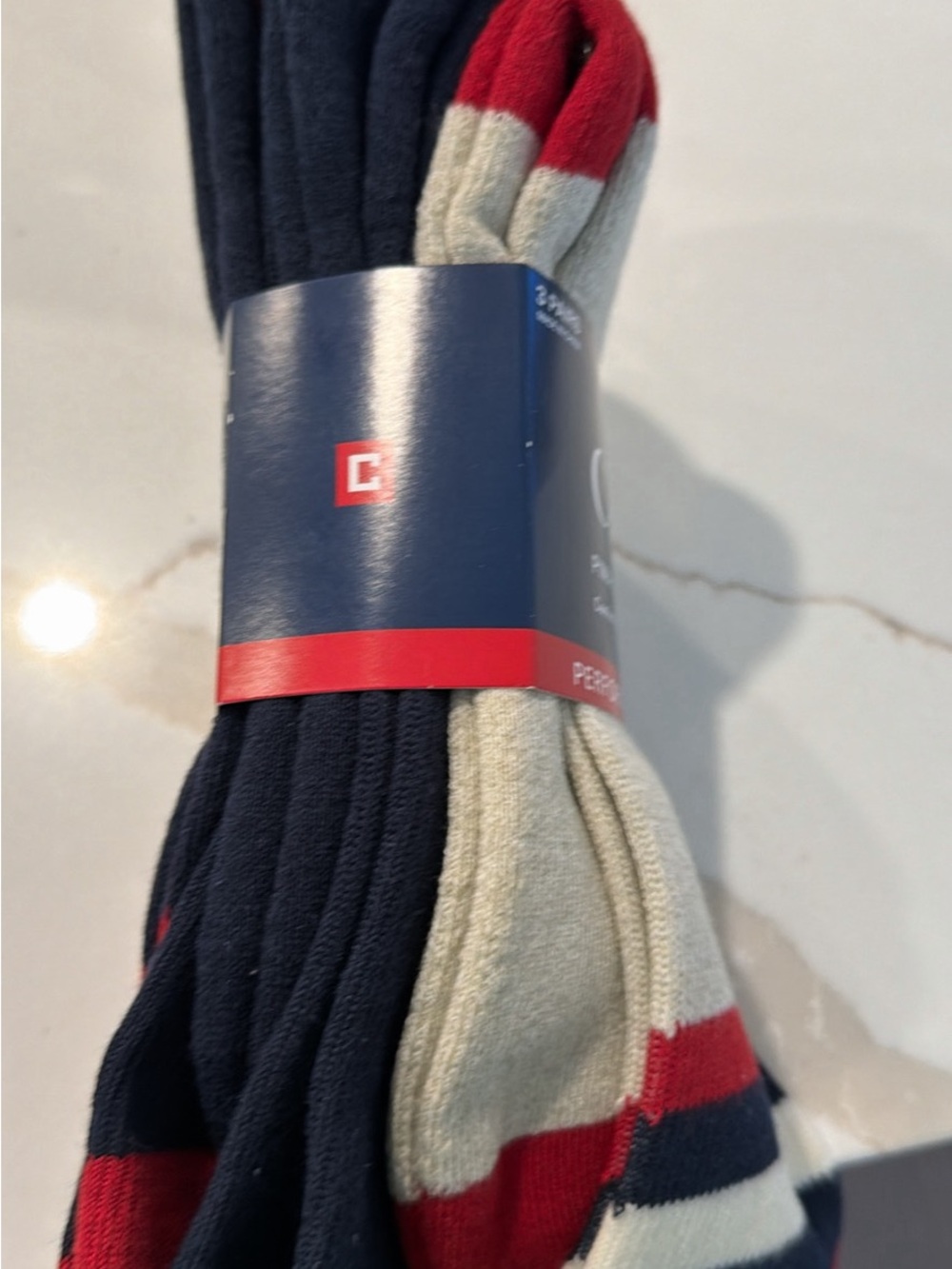 Chaps Cream, Red & Navy Striped Crew Socks - Picture 3 of 4